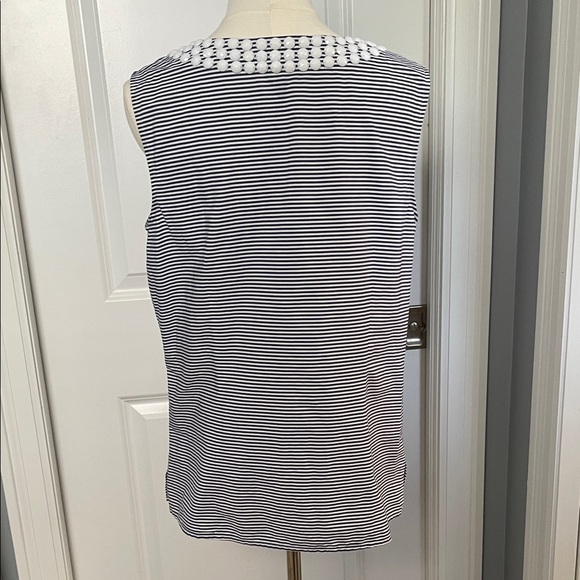 Talbots Striped Sleeveless Top with Beaded Neckline - Picture 4 of 9